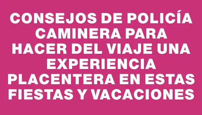 Consejos de Policía Caminera para hacer del viaje una experiencia placentera en estas fiestas y vacaciones