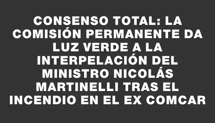 Consenso total: La Comisión Permanente da luz verde a la interpelación del ministro Nicolás Martinelli tras el incendio en el ex Comcar