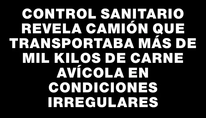 Control sanitario revela camión que transportaba más de mil kilos de carne avícola en condiciones irregulares