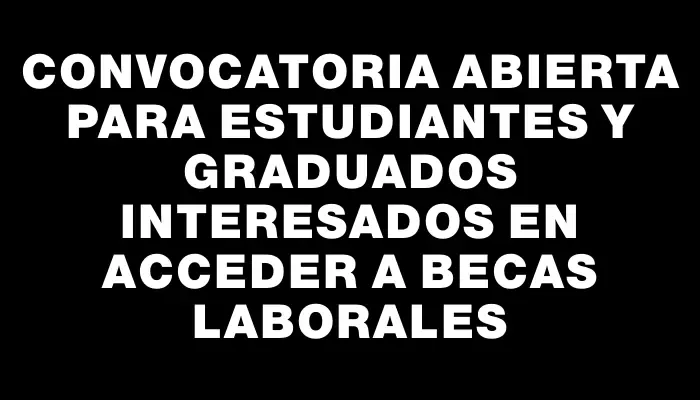 Convocatoria abierta para estudiantes y graduados interesados en acceder a becas laborales