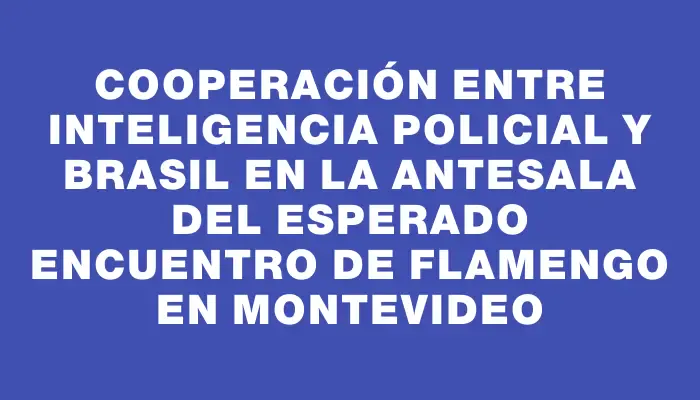 Cooperación entre Inteligencia Policial y Brasil en la antesala del esperado encuentro de Flamengo en Montevideo