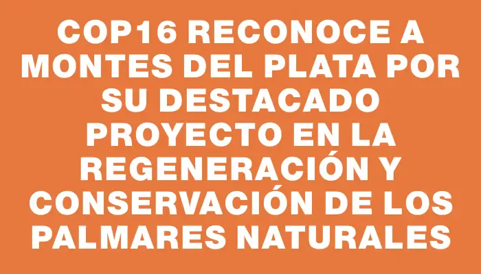 Cop16 reconoce a Montes del Plata por su destacado proyecto en la regeneración y conservación de los palmares naturales