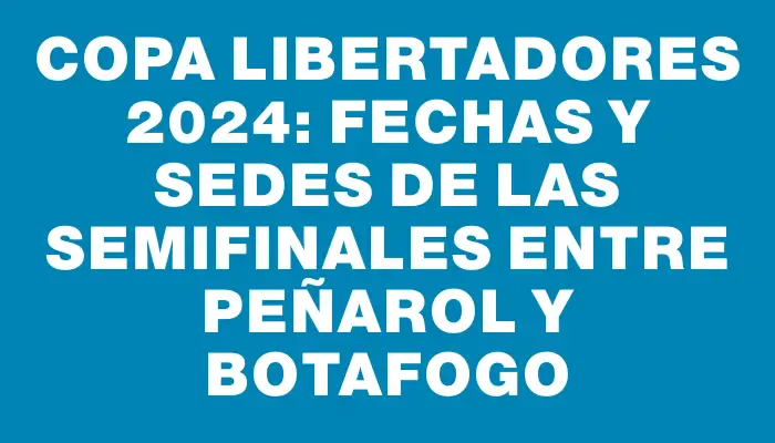 Copa Libertadores 2024: Fechas y sedes de las semifinales entre Peñarol y Botafogo