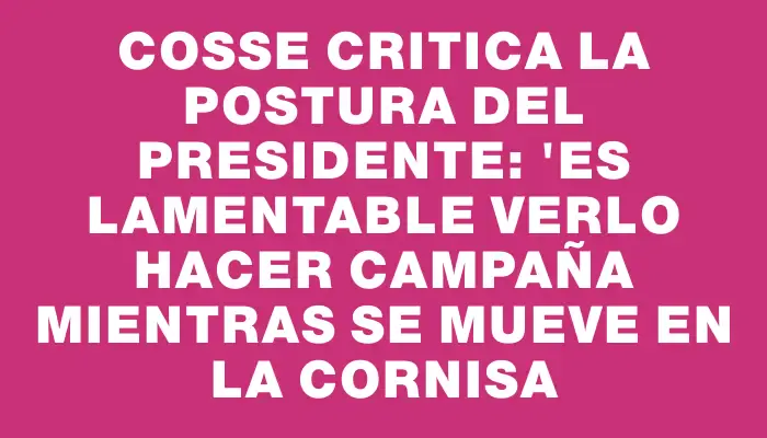 Cosse critica la postura del presidente: "Es lamentable verlo hacer campaña mientras se mueve en la cornisa