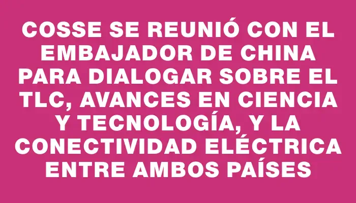 Cosse se reunió con el embajador de China para dialogar sobre el Tlc, avances en ciencia y tecnología, y la conectividad eléctrica entre ambos países