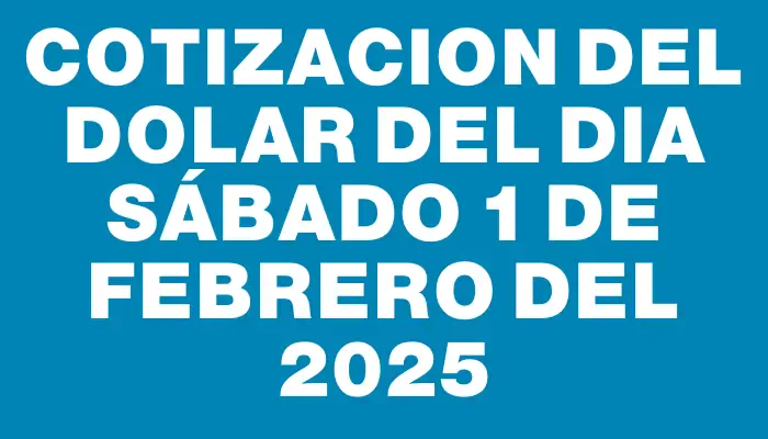 Cotizacion del dolar del dia Sábado 1 de febrero del 2025