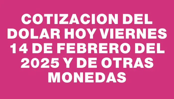 Cotizacion del dolar hoy Viernes 14 de febrero del 2025 y de otras monedas