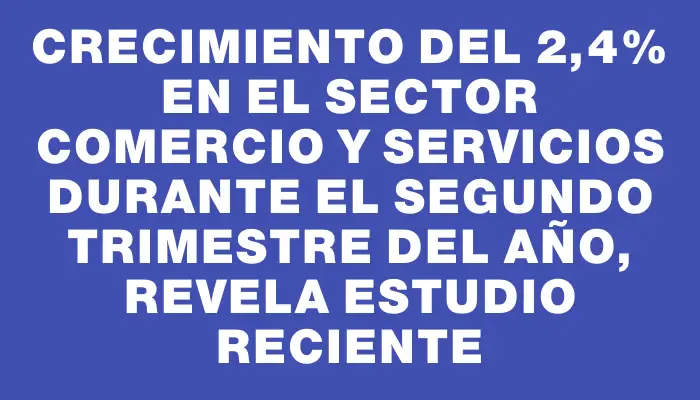 Crecimiento del 2,4% en el sector comercio y servicios durante el segundo trimestre del año, revela estudio reciente