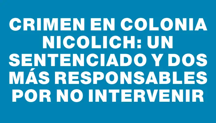 Crimen en Colonia Nicolich: un sentenciado y dos más responsables por no intervenir