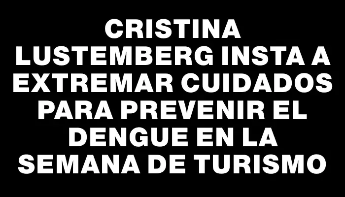 Cristina Lustemberg insta a extremar cuidados para prevenir el dengue en la Semana de Turismo