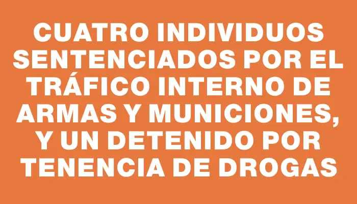 Cuatro individuos sentenciados por el tráfico interno de armas y municiones, y un detenido por tenencia de drogas