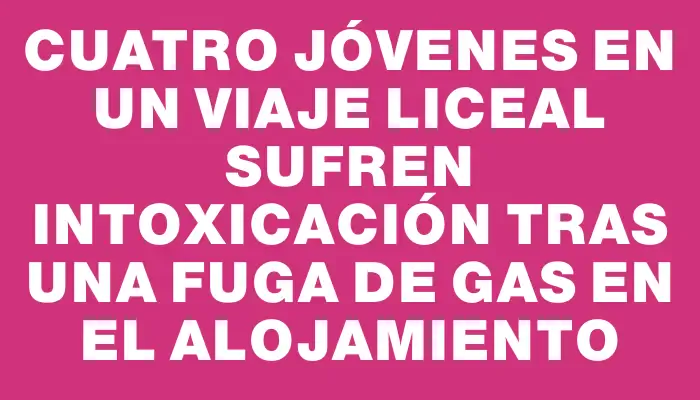 Cuatro jóvenes en un viaje liceal sufren intoxicación tras una fuga de gas en el alojamiento