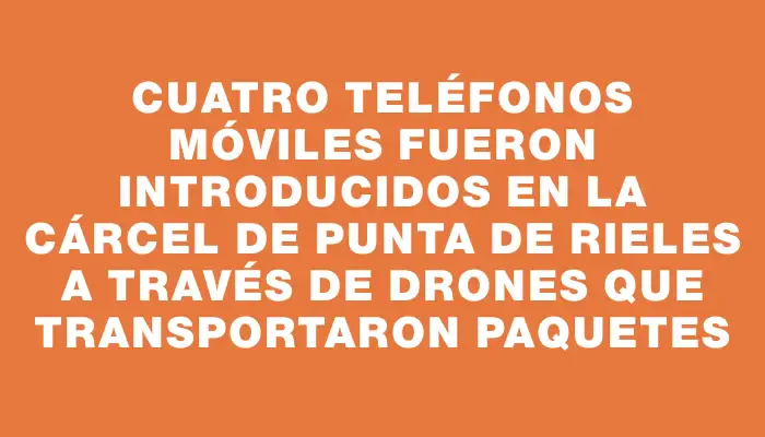 Cuatro teléfonos móviles fueron introducidos en la cárcel de Punta de Rieles a través de drones que transportaron paquetes