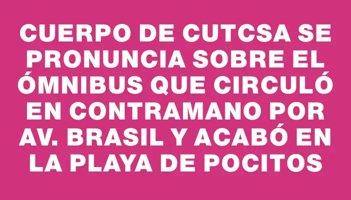 Cuerpo de Cutcsa se pronuncia sobre el ómnibus que circuló en contramano por Av. Brasil y acabó en la playa de Pocitos