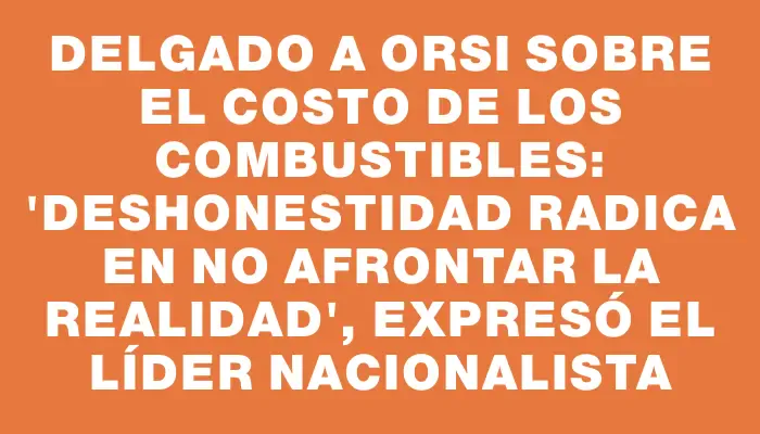 Delgado a Orsi sobre el costo de los combustibles: "Deshonestidad radica en no afrontar la realidad", expresó el líder nacionalista