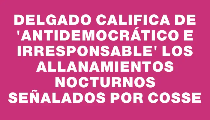 Delgado califica de 'antidemocrático e irresponsable' los allanamientos nocturnos señalados por Cosse