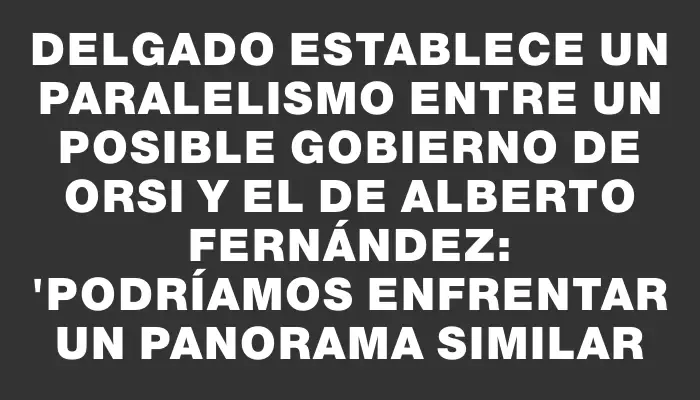 Delgado establece un paralelismo entre un posible gobierno de Orsi y el de Alberto Fernández: "Podríamos enfrentar un panorama similar