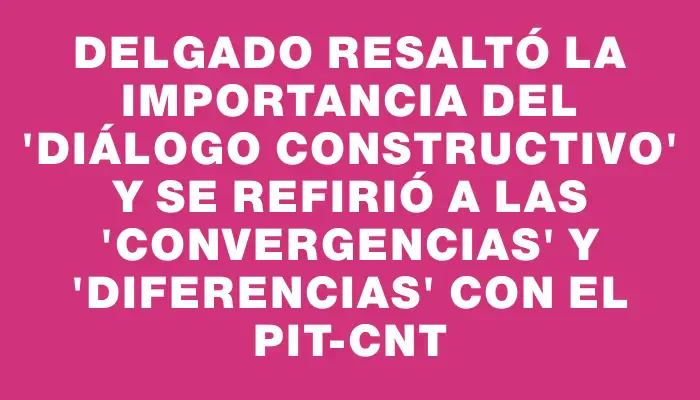 Delgado resaltó la importancia del "diálogo constructivo" y se refirió a las "convergencias" y "diferencias" con el Pit-cnt