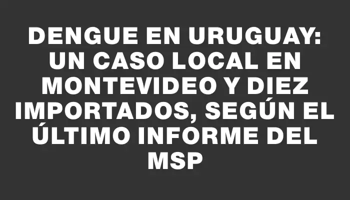Dengue en Uruguay: un caso local en Montevideo y diez importados, según el último informe del Msp