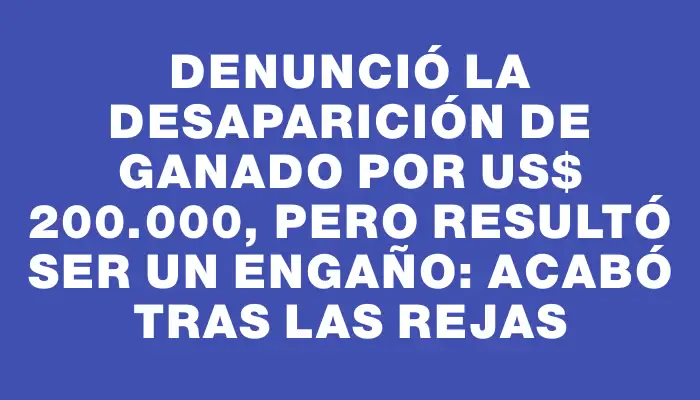 Denunció la desaparición de ganado por Us$ 200.000, pero resultó ser un engaño: acabó tras las rejas