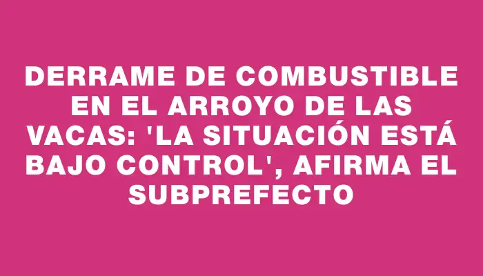 Derrame de combustible en el Arroyo de las Vacas: "La situación está bajo control", afirma el subprefecto