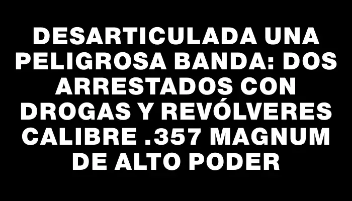 Desarticulada una peligrosa banda: dos arrestados con drogas y revólveres calibre .357 Magnum de alto poder