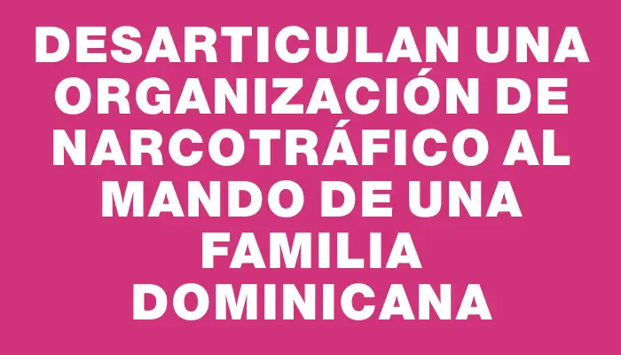 Desarticulan una organización de narcotráfico al mando de una familia dominicana