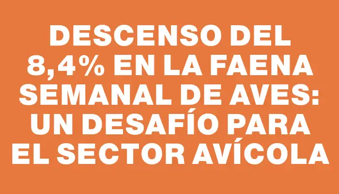 Descenso del 8,4% en la faena semanal de aves: un desafío para el sector avícola