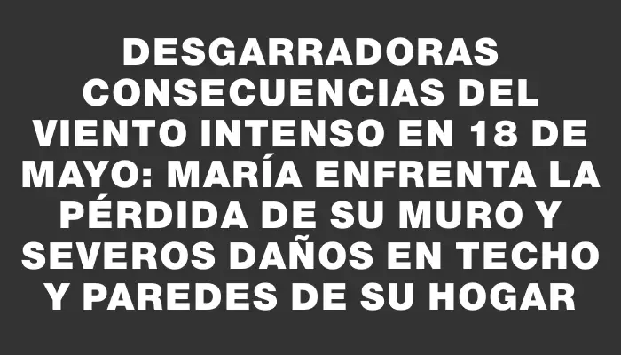 Desgarradoras consecuencias del viento intenso en 18 de Mayo: María enfrenta la pérdida de su muro y severos daños en techo y paredes de su hogar