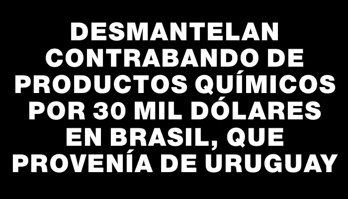 Desmantelan contrabando de productos químicos por 30 mil dólares en Brasil, que provenía de Uruguay