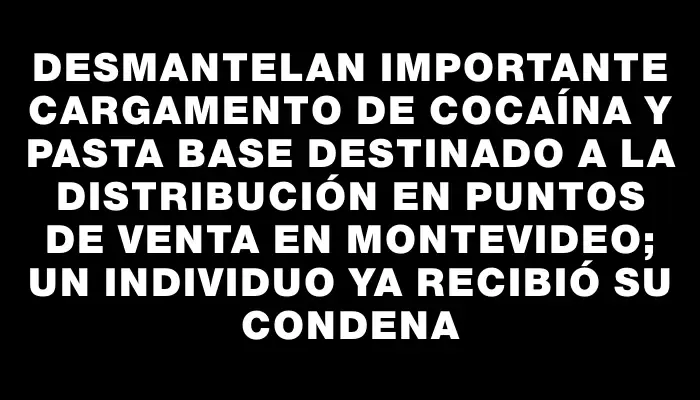 Desmantelan importante cargamento de cocaína y pasta base destinado a la distribución en puntos de venta en Montevideo; un individuo ya recibió su condena