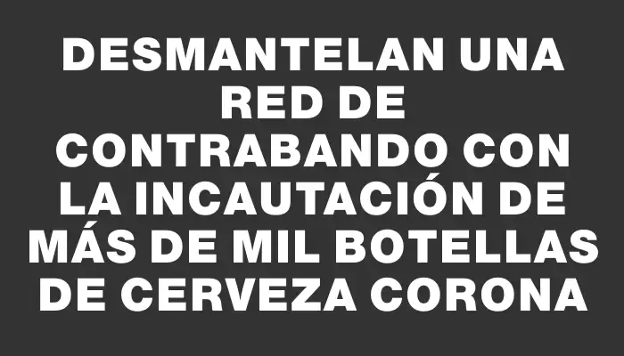 Desmantelan una red de contrabando con la incautación de más de mil botellas de cerveza Corona