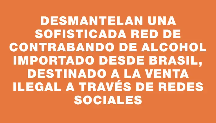 Desmantelan una sofisticada red de contrabando de alcohol importado desde Brasil, destinado a la venta ilegal a través de redes sociales