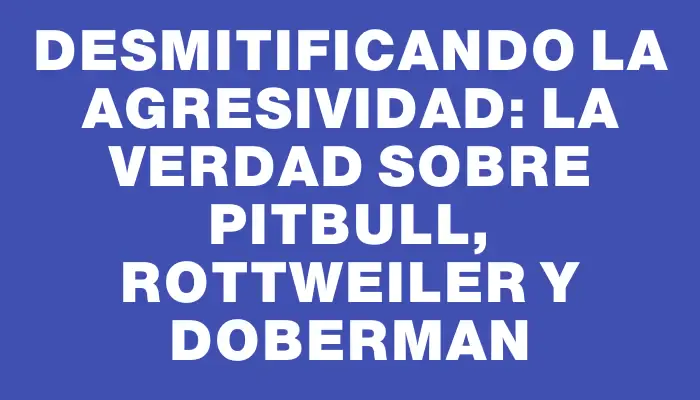 Desmitificando la agresividad: La verdad sobre Pitbull, Rottweiler y Doberman