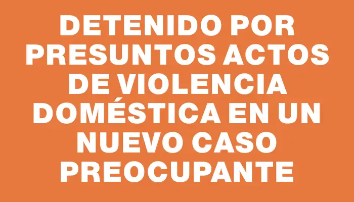 Detenido por presuntos actos de violencia doméstica en un nuevo caso preocupante