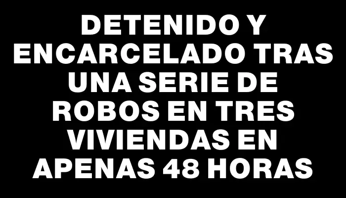 Detenido y encarcelado tras una serie de robos en tres viviendas en apenas 48 horas