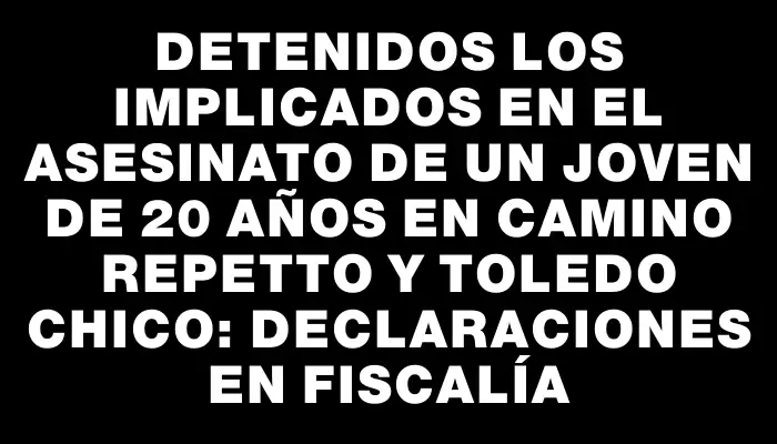 Detenidos los implicados en el asesinato de un joven de 20 años en Camino Repetto y Toledo Chico: declaraciones en Fiscalía