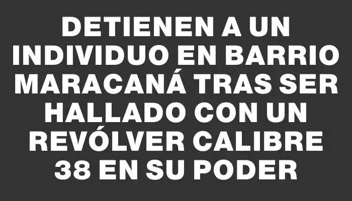 Detienen a un individuo en barrio Maracaná tras ser hallado con un revólver calibre 38 en su poder