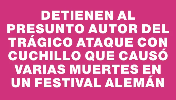 Detienen al presunto autor del trágico ataque con cuchillo que causó varias muertes en un festival alemán