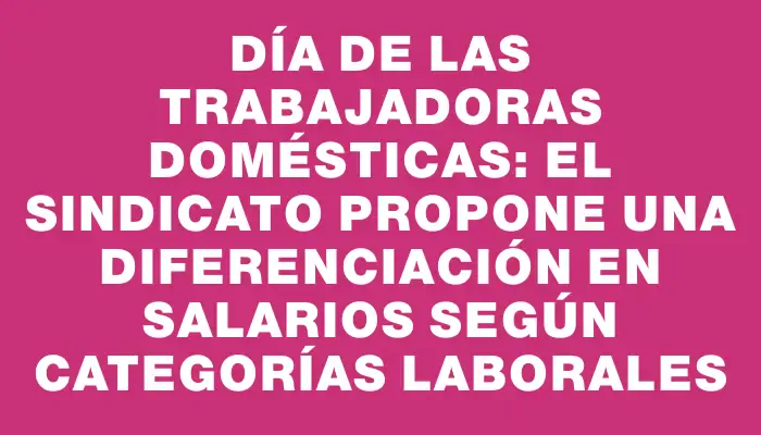 Día de las Trabajadoras Domésticas: el sindicato propone una diferenciación en salarios según categorías laborales