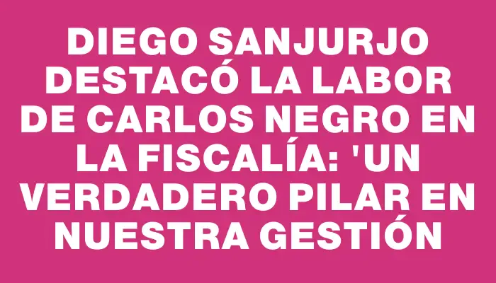 Diego Sanjurjo destacó la labor de Carlos Negro en la Fiscalía: "Un verdadero pilar en nuestra gestión