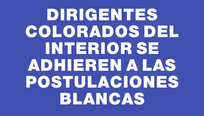 Dirigentes colorados del interior se adhieren a las postulaciones blancas