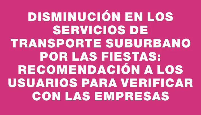 Disminución en los servicios de transporte suburbano por las fiestas: recomendación a los usuarios para verificar con las empresas