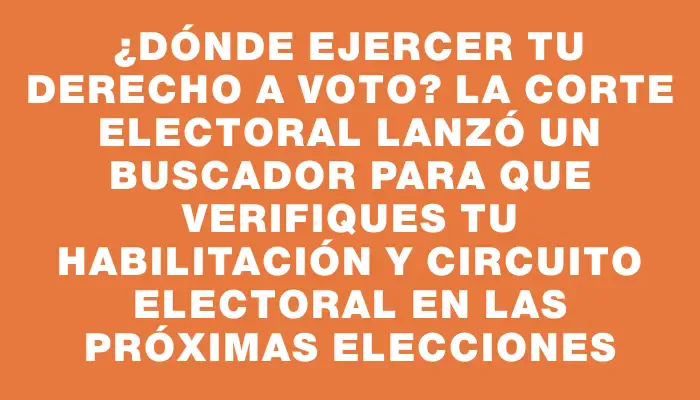 ¿Dónde ejercer tu derecho a voto? La Corte Electoral lanzó un buscador para que verifiques tu habilitación y circuito electoral en las próximas elecciones