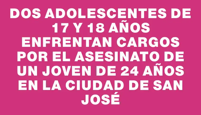 Dos adolescentes de 17 y 18 años enfrentan cargos por el asesinato de un joven de 24 años en la ciudad de San José