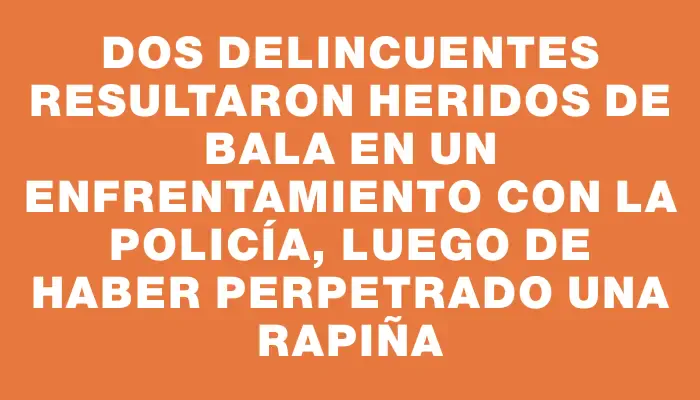 Dos delincuentes resultaron heridos de bala en un enfrentamiento con la Policía, luego de haber perpetrado una rapiña