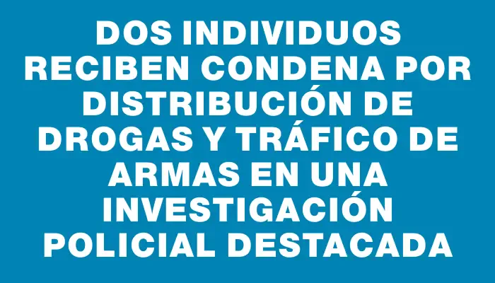 Dos individuos reciben condena por distribución de drogas y tráfico de armas en una investigación policial destacada