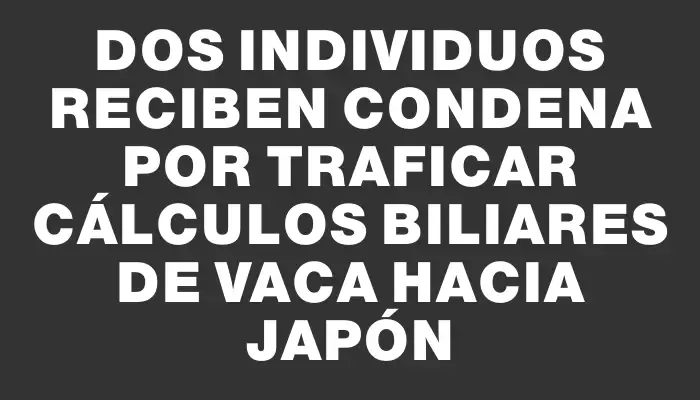 Dos individuos reciben condena por traficar cálculos biliares de vaca hacia Japón