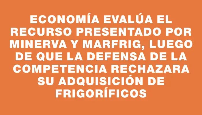 Economía evalúa el recurso presentado por Minerva y Marfrig, luego de que la Defensa de la Competencia rechazara su adquisición de frigoríficos