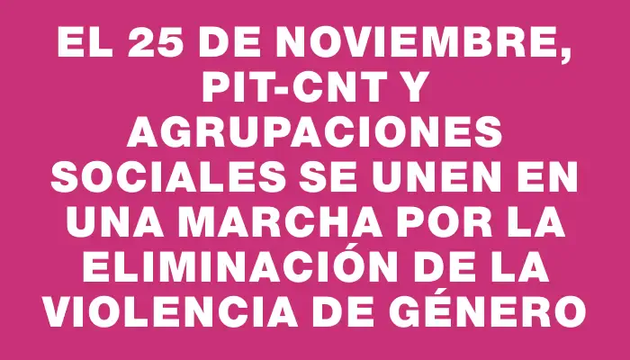 El 25 de noviembre, Pit-Cnt y agrupaciones sociales se unen en una marcha por la eliminación de la violencia de género